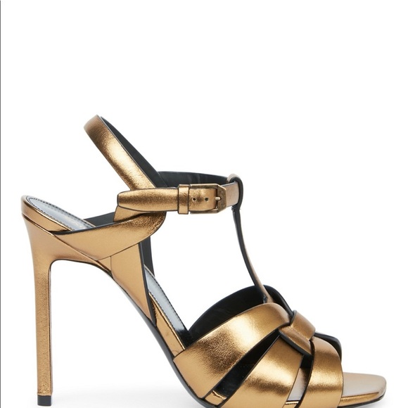 Saint Laurent - Tribute 105 leather platform sandals Saint  Saint Laurent tribute metallic leather sandals